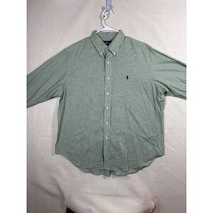 Ralph Lauren Classic Fit Mens XL Green & Navy Plaid Button-Down Shirt